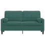 Zweiplätziges Sofa mit dunkelgrünen Samtkissen, 140 cm. von , Sofas - Ref: Foro24-3278221, Preis: 250,43 €, Rabatt: %
