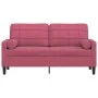 Sofá de 2 plazas con cojines terciopelo rojo tinto 140 cm de , Sofás - Ref: Foro24-3278223, Precio: 211,65 €, Descuento: %