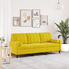 Dreisitzer-Sofa mit gelben Samtkissen, 180 cm. von , Sofas - Ref: Foro24-3278235, Preis: 320,78 €, Rabatt: %