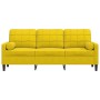 Sofá de 3 plazas con cojines terciopelo amarillo 180 cm de , Sofás - Ref: Foro24-3278235, Precio: 326,82 €, Descuento: %