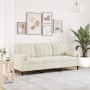 Sofá de 3 plazas con cojines terciopelo color crema 180 cm de , Sofás - Ref: Foro24-3278237, Precio: 338,99 €, Descuento: %