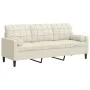 Sofá de 3 plazas con cojines terciopelo color crema 180 cm de , Sofás - Ref: Foro24-3278237, Precio: 332,48 €, Descuento: %