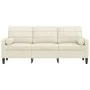 Sofá de 3 plazas con cojines terciopelo color crema 180 cm de , Sofás - Ref: Foro24-3278237, Precio: 332,48 €, Descuento: %