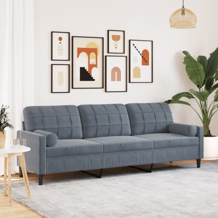 Sofá de 3 plazas con cojines terciopelo gris oscuro 210 cm de , Sofás - Ref: Foro24-3278240, Precio: 273,02 €, Descuento: %