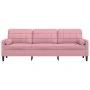 Sofá de 3 plazas con cojines terciopelo rosa 210 cm de , Sofás - Ref: Foro24-3278242, Precio: 354,11 €, Descuento: %