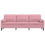 Sofá de 3 plazas con cojines terciopelo rosa 210 cm de , Sofás - Ref: Foro24-3278242, Precio: 359,94 €, Descuento: %