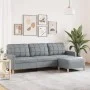 Sofá de 3 plazas con taburete de tela gris claro 210 cm de , Sofás - Ref: Foro24-3278249, Precio: 327,04 €, Descuento: %