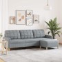 Sofá de 3 plazas con taburete de tela gris claro 210 cm de , Sofás - Ref: Foro24-3278249, Precio: 331,79 €, Descuento: %