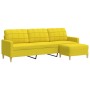 Sofá de 3 plazas con taburete de tela amarillo claro 210 cm de , Sofás - Ref: Foro24-3278254, Precio: 355,24 €, Descuento: %