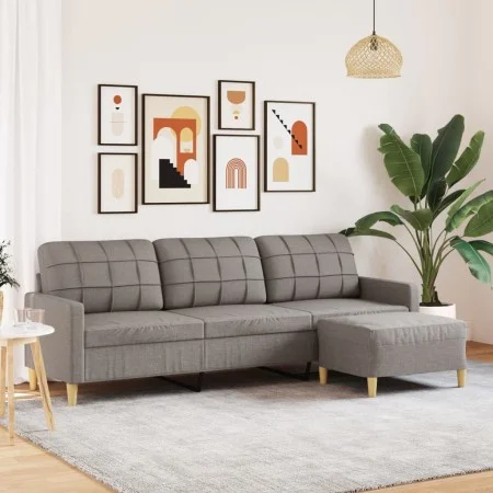 Sofá de 3 plazas con taburete de tela gris taupe 210 cm de , Sofás - Ref: Foro24-3278256, Precio: 369,51 €, Descuento: %