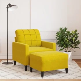 Sillón con taburete terciopelo amarillo 60 cm de , Sofás - Ref: Foro24-3278263, Precio: 191,40 €, Descuento: %