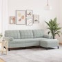 Sofá de 3 plazas con taburete de terciopelo gris claro 210 cm de , Sofás - Ref: Foro24-3278277, Precio: 329,48 €, Descuento: %