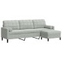 Sofá de 3 plazas con taburete de terciopelo gris claro 210 cm de , Sofás - Ref: Foro24-3278277, Precio: 329,48 €, Descuento: %
