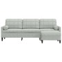 Sofá de 3 plazas con taburete de terciopelo gris claro 210 cm de , Sofás - Ref: Foro24-3278277, Precio: 329,48 €, Descuento: %