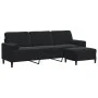 Sofá de 3 plazas con taburete de terciopelo negro 210 cm de , Sofás - Ref: Foro24-3278282, Precio: 335,65 €, Descuento: %