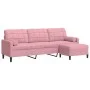 Sofá de 3 plazas con taburete de terciopelo rosa 210 cm de , Sofás - Ref: Foro24-3278280, Precio: 381,98 €, Descuento: %