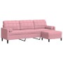 Sofá de 3 plazas con taburete de terciopelo rosa 210 cm de , Sofás - Ref: Foro24-3278280, Precio: 388,95 €, Descuento: %