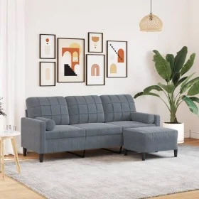 Sofá de 3 plazas con taburete de terciopelo gris oscuro 180 cm de , Sofás - Ref: Foro24-3278268, Precio: 296,83 €, Descuento: %