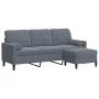 Sofá de 3 plazas con taburete de terciopelo gris oscuro 180 cm de , Sofás - Ref: Foro24-3278268, Precio: 296,83 €, Descuento: %