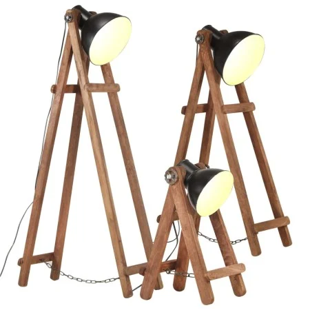 Lámpara de pie 3 pzas madera maciza de mango negro E27 by , Lamps - Ref: Foro24-320593, Price: 194,01 €, Discount: %