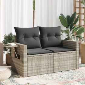 Sofá de jardín con cojines 2 plazas ratán sintético gris claro de , Sofás de exterior - Ref: Foro24-366185, Precio: 169,63 €,...