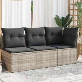 Sofá de jardín con cojines 3 plazas ratán sintético gris claro de , Sofás de exterior - Ref: Foro24-366193, Precio: 203,90 €,...
