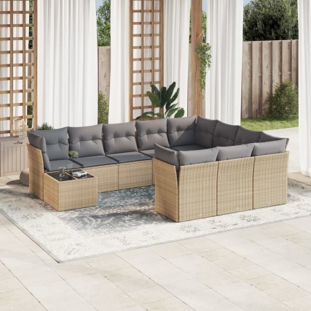Set de sofás de jardín 11pzas con cojines ratán sintético beige en Conjuntos de jardín | Comprar online en Foru.es