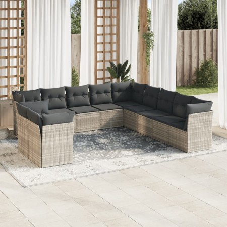 Set de sofás de jardín 11 pzas y cojines ratán sintético gris de , Conjuntos de jardín - Ref: Foro24-3249721, Precio: 756,52 ...