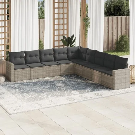 Set muebles jardín 9 pzas y cojines ratán sintético gris claro by , Modular outdoor sofas - Ref: Foro24-3251429, Price: 605,3...