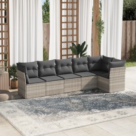 Set de sofás de jardín 6 pzas y cojines ratán sintético gris de , Conjuntos de jardín - Ref: Foro24-3249501, Precio: 431,18 €...