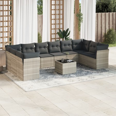 Set de sofás de jardín 11 pzas y cojines ratán sintético gris de , Conjuntos de jardín - Ref: Foro24-3250051, Precio: 748,11 ...