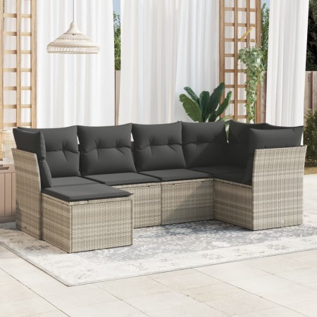 Set de sofás de jardín 6 pzas y cojines ratán sintético gris de , Conjuntos de jardín - Ref: Foro24-3217952, Precio: 402,69 €...