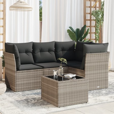 Set de sofás jardín y cojines 5 pzas ratán sintético gris claro de , Conjuntos de jardín - Ref: Foro24-3249431, Precio: 344,3...