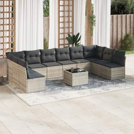 Set de sofás de jardín 11 pzas y cojines ratán sintético gris de , Conjuntos de jardín - Ref: Foro24-3249941, Precio: 698,04 ...