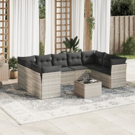 Set sofás jardín 10 pzas con cojines ratán sintético gris claro de , Conjuntos de jardín - Ref: Foro24-3249981, Precio: 686,4...