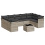 Set sofás jardín 10 pzas con cojines ratán sintético gris claro de , Conjuntos de jardín - Ref: Foro24-3249981, Precio: 686,4...