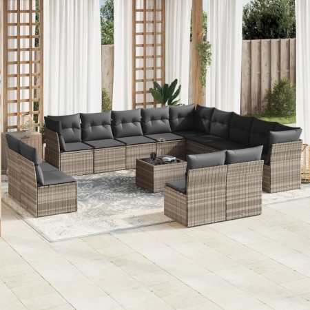 Set sofás jardín 14 pzas con cojines ratán sintético gris claro de , Conjuntos de jardín - Ref: Foro24-3250341, Precio: 958,5...