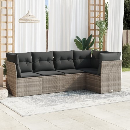 Set de sofás jardín y cojines 5 pzas ratán sintético gris claro de , Conjuntos de jardín - Ref: Foro24-3217602, Precio: 352,1...