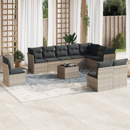Set de sofás de jardín 11 pzas y cojines ratán sintético gris de , Conjuntos de jardín - Ref: Foro24-3249651, Precio: 702,39 ...