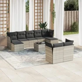 Set sofás jardín 10 pzas con cojines ratán sintético gris claro de , Conjuntos de jardín - Ref: Foro24-3250161, Precio: 687,4...
