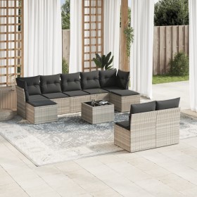 Set sofás jardín 10 pzas con cojines ratán sintético gris claro de , Conjuntos de jardín - Ref: Foro24-3250121, Precio: 613,3...