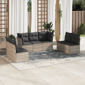 Set de sofás de jardín 7 pzas con cojines ratán PE gris claro de , Conjuntos de jardín - Ref: Foro24-3249251, Precio: 449,93 ...