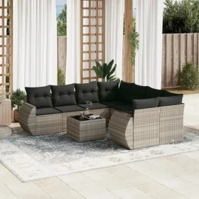 Set muebles jardín 9 pzas y cojines ratán sintético gris claro de , Conjuntos de jardín - Ref: Foro24-3253499, Precio: 634,84...