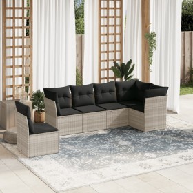 Set de sofás de jardín 6 pzas y cojines ratán sintético gris de , Conjuntos de jardín - Ref: Foro24-3249541, Precio: 431,18 €...