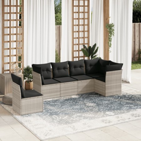 Set de sofás de jardín 6 pzas y cojines ratán sintético gris de , Conjuntos de jardín - Ref: Foro24-3249541, Precio: 431,18 €...