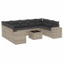 Set sofás jardín 10 pzas con cojines ratán sintético gris claro de , Conjuntos de jardín - Ref: Foro24-3255349, Precio: 674,3...
