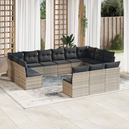 Set sofás de jardín con cojines 13 piezas ratán sintético gris de , Conjuntos de jardín - Ref: Foro24-3250231, Precio: 881,53...
