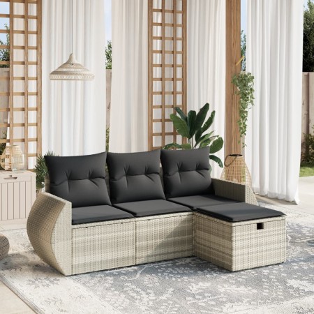 Set de sofás de jardín 4 pzas y cojines ratán sintético gris de , Conjuntos de jardín - Ref: Foro24-3264068, Precio: 282,97 €...