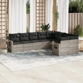 Set muebles jardín 9 pzas y cojines ratán sintético gris claro de , Conjuntos de jardín - Ref: Foro24-3252979, Precio: 620,58...