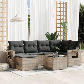 Set de sofás de jardín 7 pzas con cojines ratán PE gris claro de , Conjuntos de jardín - Ref: Foro24-3252809, Precio: 462,81 ...